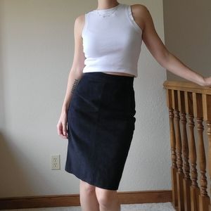 Vintage Berman's Black Suede Leather Pencil Skirt Size 8